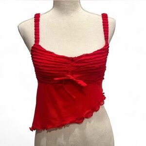 Brand New Edikted Women’s Red Asymmetrical Red Crop Top Size S NWT